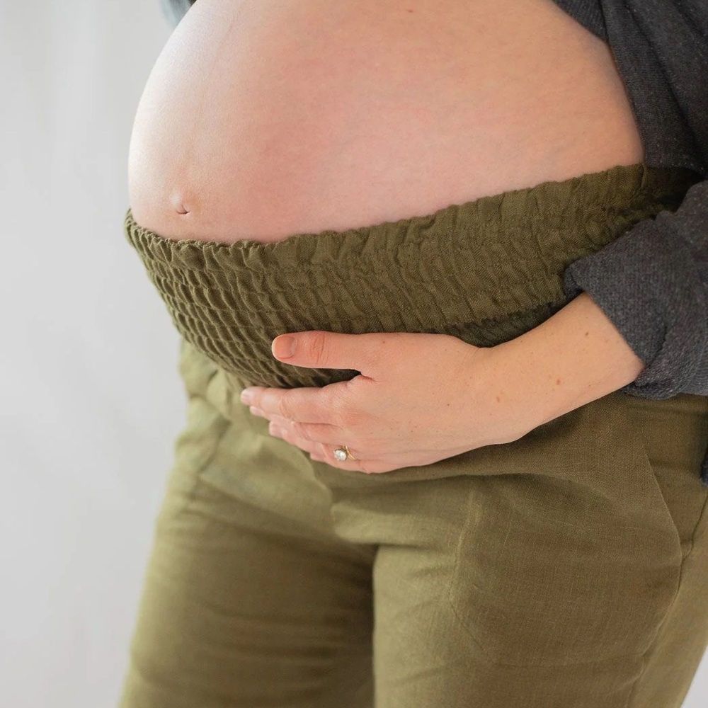 Everyday Transitional Maternity Smocked Linen Pant